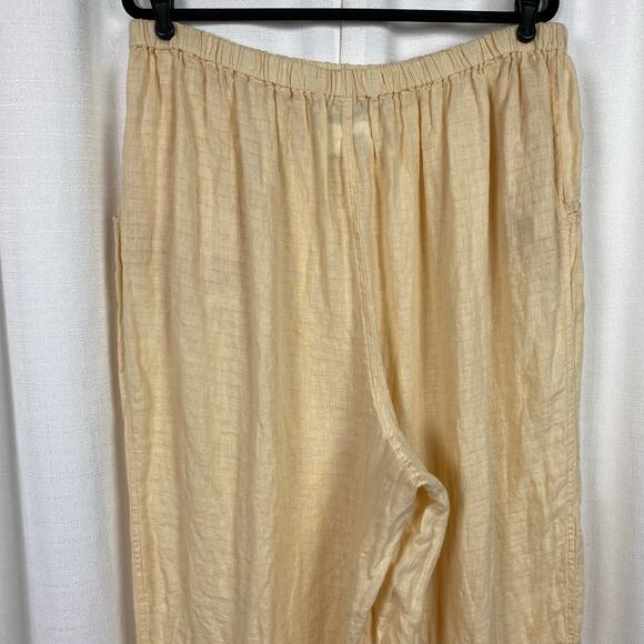 FLAX Butter Yellow Softened Linen Pull On Elastic Waist Pants Sz.3G(24-26W) - Picture 7 of 9